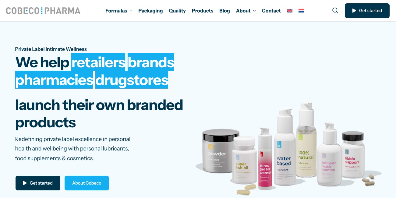 Cobeco Pharma — private label intimate lubricants manufacturer website